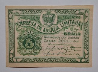 Braga (Empresa da Arcada Lda) 5 Centavos ND MA#457 (Escassa) Quase Nova