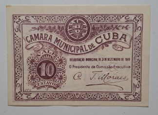 C.M. Cuba 10 Centavos 1919 MA#805 (Comum) Nova