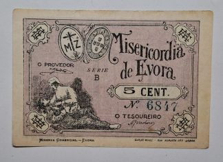 Misericórdia de Évora 5 Centavos ND MA#876a Série B (Escassa) Bela