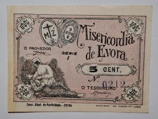Misericórdia de Évora 5 Centavos ND Série I MA#876b (Escassa) Nova
