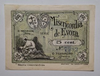 Misericórdia de Évora 5 Centavos ND Série K MA#876c (Escassa) Quase Nova