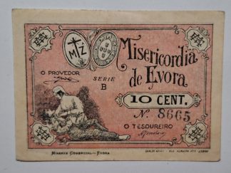 Misericórdia de Évora 10 Centavos ND Série B MA#877a (Escassa) Quase Nova