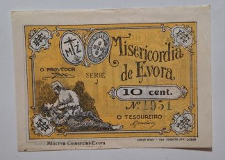 Misericórdia de Évora 10 Centavos ND Série J MA#877c (Escassa) Nova