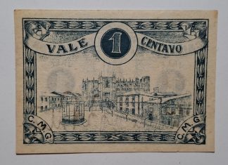 C.M. Guarda 1 Centavo 1922 MA#1075 Chancela Arnaldo Portas (Comum) Nova