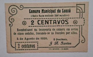 C.M. Louzã 2 Centavos 1920 MA#1281 (Comum) Nova
