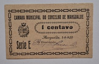 C.M. Mangualde 1 Centavo 1920 Série E MA#1315 (Escassa) Nova