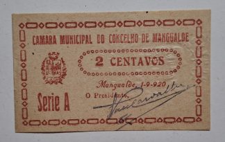 C.M. Mangualde 2 Centavos 1920 Série A MA#1316 (Escassa) Nova