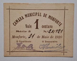 C.M. Monforte 1 Centavo 1920 MA#1428 (Comum) Nova