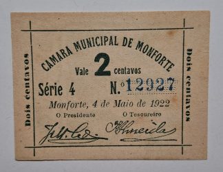 C.M. Monforte 2 Centavos 1922 MA#1431 (Comum) Nova