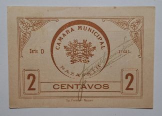 C.M. Nazaré 2 Centavos 1921 MA#1569 (Escassa) Nova