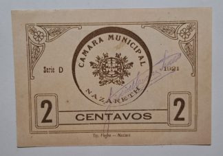 C.M. Nazaré 2 Centavos 1921 MA#1571 (Escassa) Nova