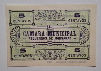 C.M. Reguengos Monsaraz 5 Centavos ND MA#1929 (Comum) Nova
