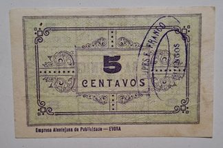 C.M. Reguengos Monsaraz 5 Centavos ND MA#1929a (Comum) Quase Nova