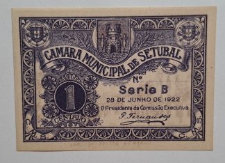 C.M. Setúbal 1 Centavo 1922 MA#2087 (Escassa) Nova