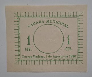 C.M. Torres Vedras 1 Centavo 1920 MA#2228b (Escassa) Nova