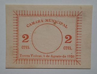 C.M. Torres Vedras 2 Centavos 1920 MA#2229 (Escassa) Quase Nova