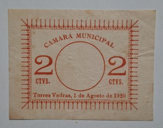 C.M. Torres Vedras 2 Centavos 1920 MA#2229c (Escassa) Bela