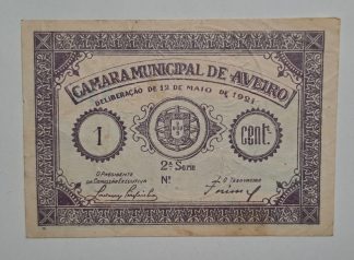 C.M. Aveiro 1 Centavo 1921 MA#302 (Comum) Bela