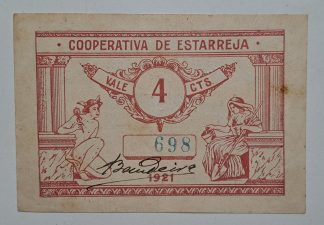 Cooperativa de Estarreja 4 Centavos 1921 MA#843 (Escassa) Bela