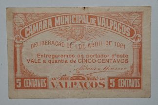 C.M. Valpaços 5 Centavos 1921 MA#2266 (Comum) Bela