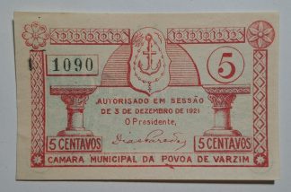 C.M. Povoa de Varzim 5 Centavos 1921 MA#1904 (Comum) Nova