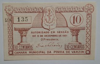 C.M. Povoa de Varzim 10 Centavos 1921 MA#1905 (Comum) Nova