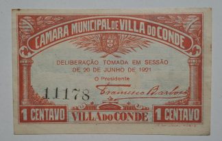 C.M. Vila do Conde 1 Centavo 1921 MA#2354 (Comum) Nova