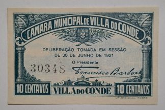 C.M. Vila do Conde 10 Centavos 1921 MA#2357 (Comum) Nova