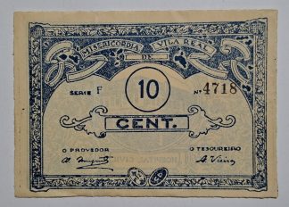 Misericórdia de Vila Real 10 Centavos ND Série F MA#2472 (Escassa) Quase Nova