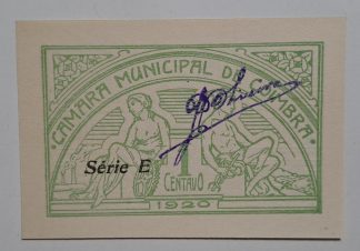C.M. Coimbra 1 Centavo 1920 Série E MA#737 (Comum) Nova