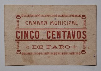 C.M. Faro 5 Centavos ND MA#880 (Escassa) Quase Nova