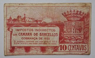 Câmara de Barcelos 10 Centavos 1922 MA#347 (Comum) MBC