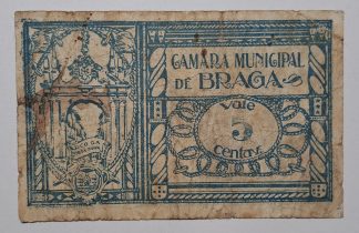 C.M. Braga 5 Centavos 1920 Série 9 MA#424b (Comum) MBC
