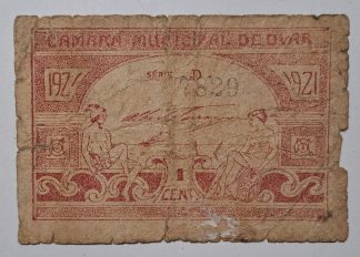 C.M. Ovar 1 Centavo 1921 Serie D MA#11641a (Comum) BC