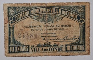 C.M. Vila do Conde 10 Centavos 1921 MA#2357 (Comum) BC