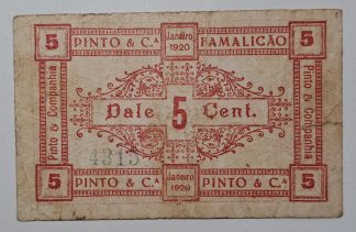 Pinto & Cª (Famalicão) 5 Centavos 1920 MA#2432 (Escassa) MBC