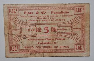 Pinto & Cª (Famalicão) 5 Centavos 1920 MA#2432 (Escassa) MBC