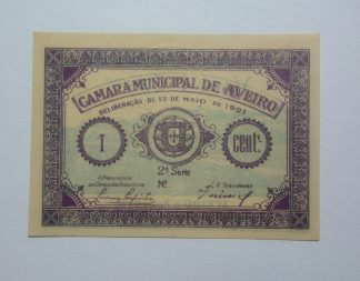 C.M. Aveiro 1 Centavo 1921 MA#302 (Comum) Nova