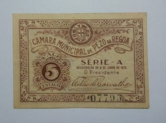 C.M. Peso da Régua 5 Centavos 1922 Série A MA#1699 (Comum) Bela