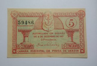 C.M. Póvoa do Varzim 5 Centavos 1921 MA#1904 (Comum) Quase Nova