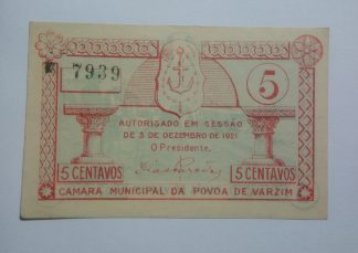 C.M. Póvoa do Varzim 5 Centavos 1921 MA#1904 (Comum) Nova