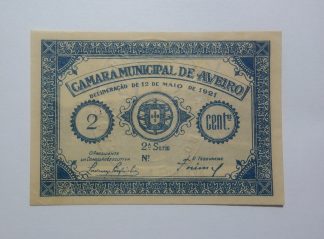 C.M. Aveiro 2 Centavos 1921 MA#303 (Comum) Nova