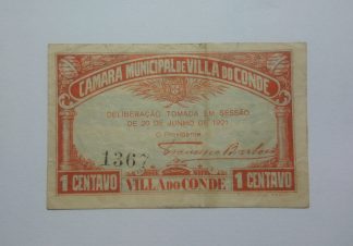 C.M. Vila do Conde 1 Centavo 1921 MA#2354 (Comum) Bela