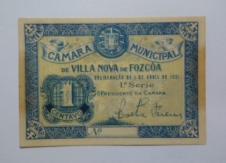 C.M. Vila Nova de Foz Côa 1 Centavo 1921 MA#2436 (Comum) Quase Nova