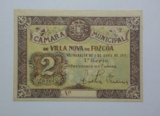 C.M. Vila Nova de Foz Côa 2 Centavos 1921 MA#2437 (Comum) Nova
