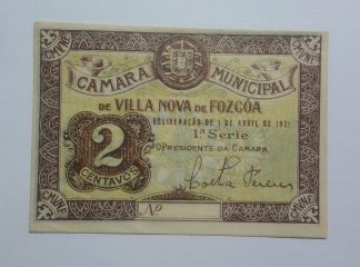 C.M. Vila Nova de Foz Côa 2 Centavos 1921 MA#2437 (Comum) Nova