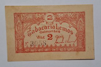 Tabacaria Lemos (Guimarães) 2 Centavos ND MA#1134 (Comum) Quase Nova
