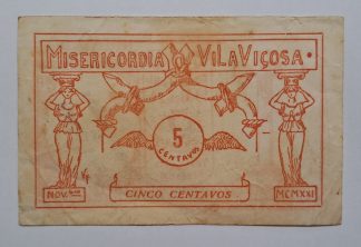 C.M. Vila Viçosa 5 Centavos 1921 MA#2511b (Escassa) Bela
