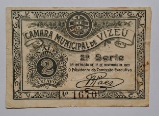 C.M. Viseu 2 Centavos 1921 MA#2518 (Comum) MBC