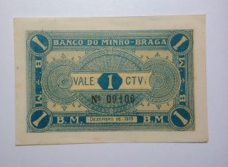 Banco do Minho (Braga) 1 Centavo 1919 MA#431 (Comum) Nova